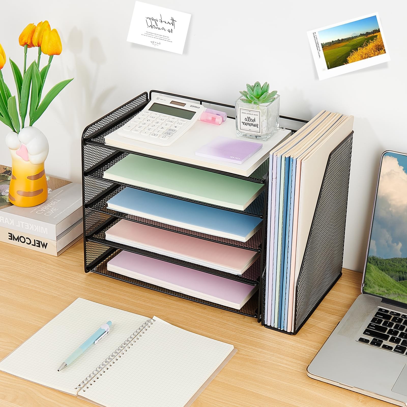 OPNICE Desk Organizers and Accessories, 5-Tier 15.5″ x 9″ x 10.3″, Black