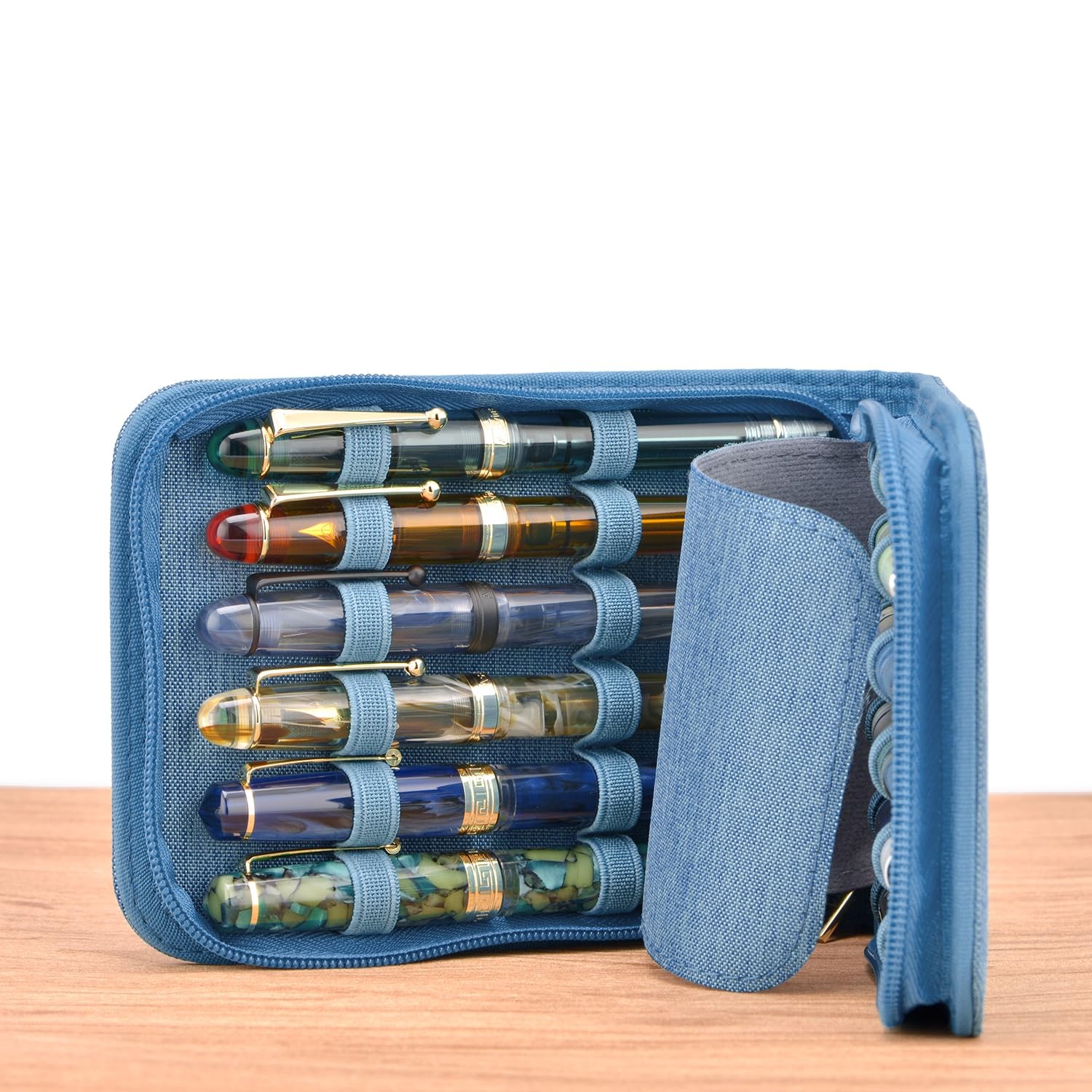 12 Fountain Pen Case, Rollerball Pen Case Blue Color, Waterproof Canvas Pen D…