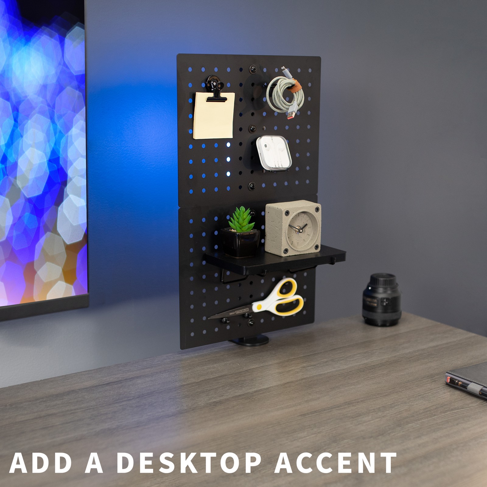 VIVO Steel Clamp-on 12″ x 20″ Desktop Pegboard, Magnetic Privacy Panel