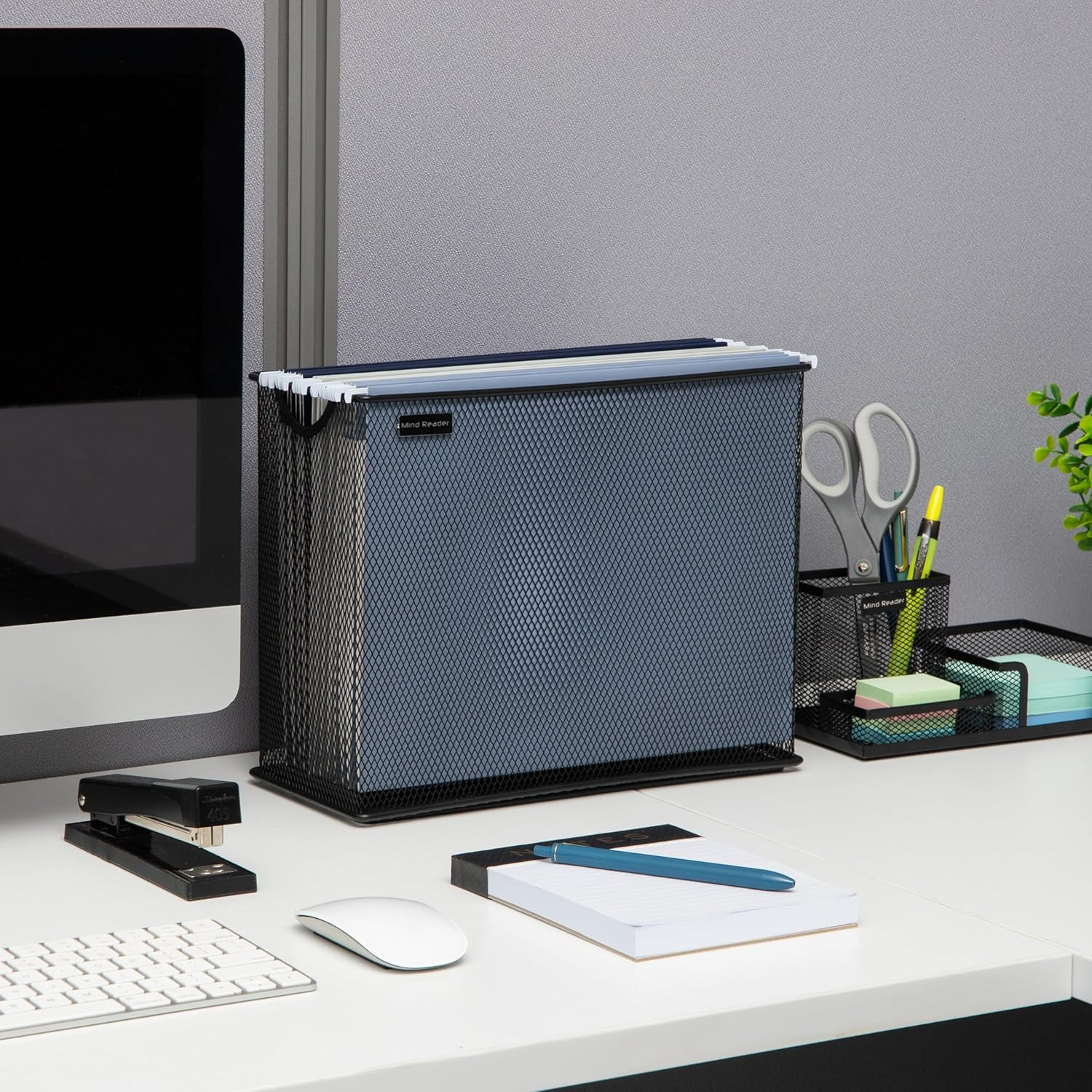 Vertical File Storage, Desktop Organizer, Hanging Files, Office, Metal Mesh, 12.