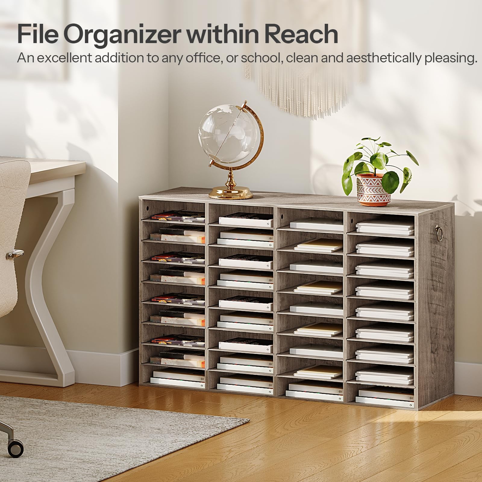 Wooden Literature Organizer, 36-Slot Mail Sorters, Removable Classroom Mailbo…