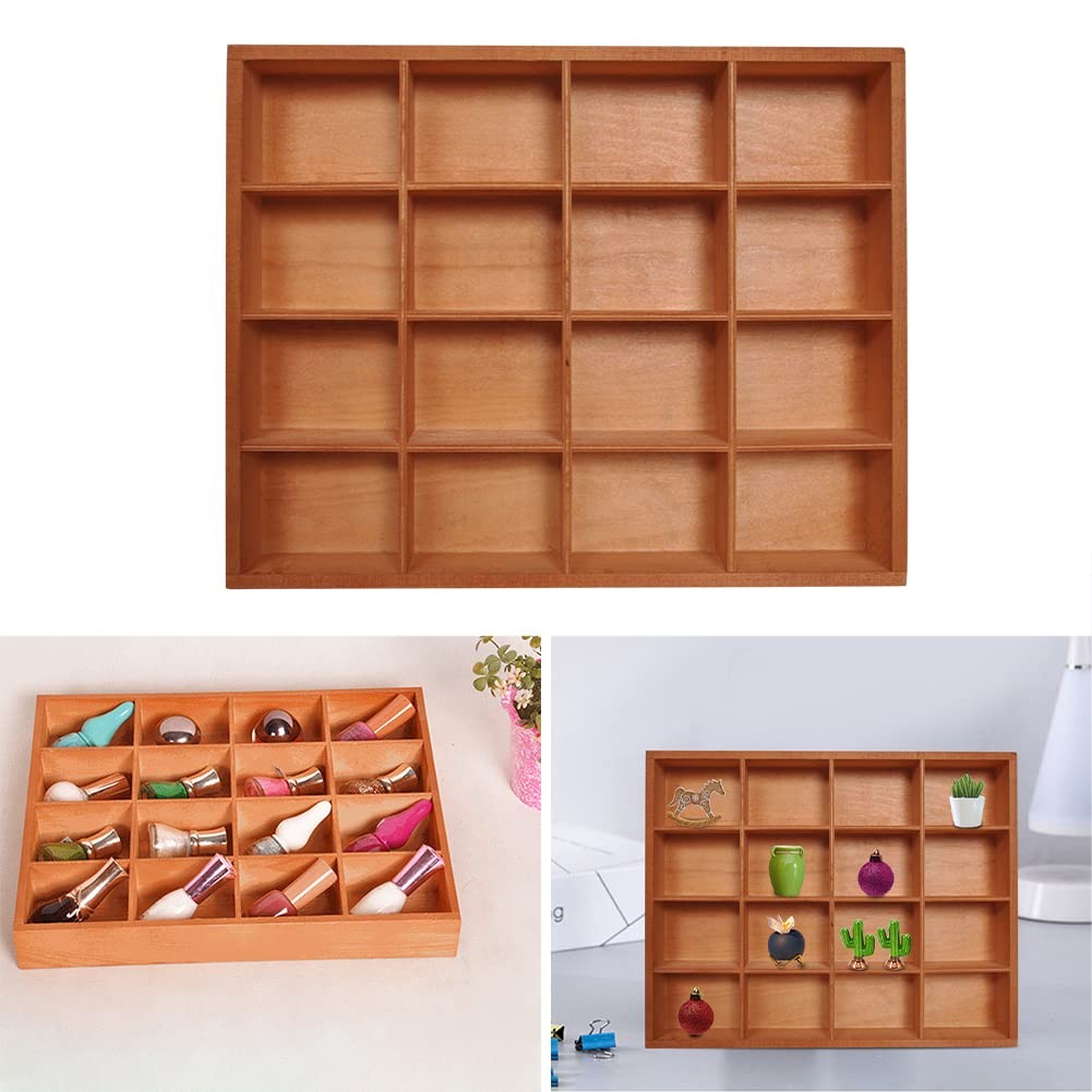 1Pc Wooden Drawer Organizer,16 Compartments Divided 13.4″ x 10.6″ x 2″, Brown
