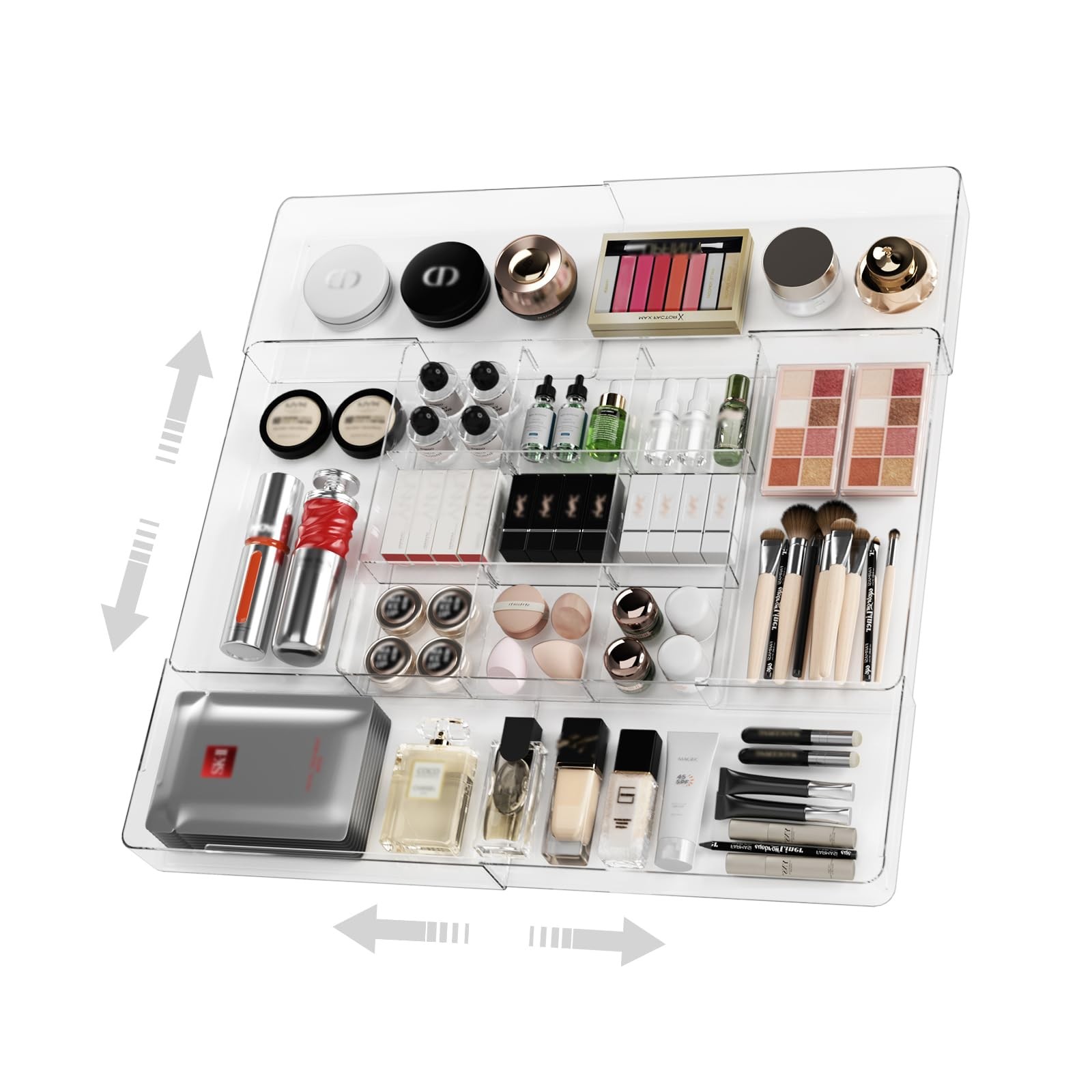 MIUOPUR Expandable Drawer Organizer, Width (10.6″-20.1″) Depth Clear