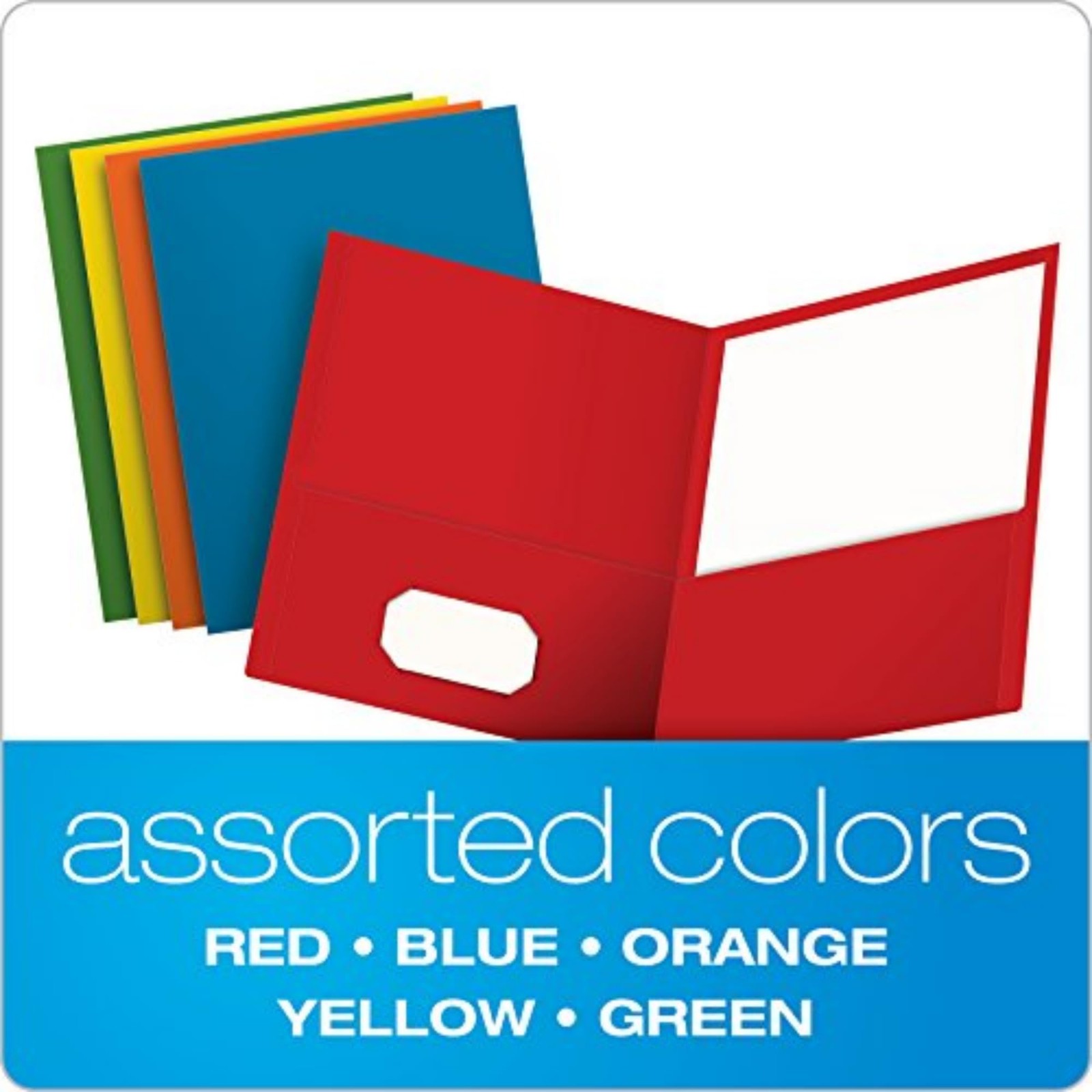 Two-Pocket Folders, Assorted Colors, Letter Size, 25 per box (57513)