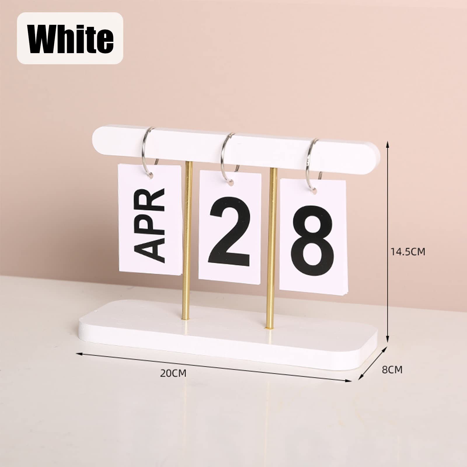 SUPTEC Perpetual Daily Flip Calendar for Desk 2026 Reusable StyleA-White