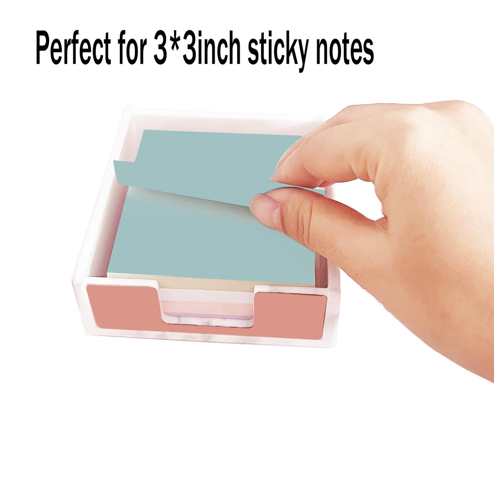 Supfoxer Marble White Metal Sticky Notes Holder for 3×3 Adhesive Notepads