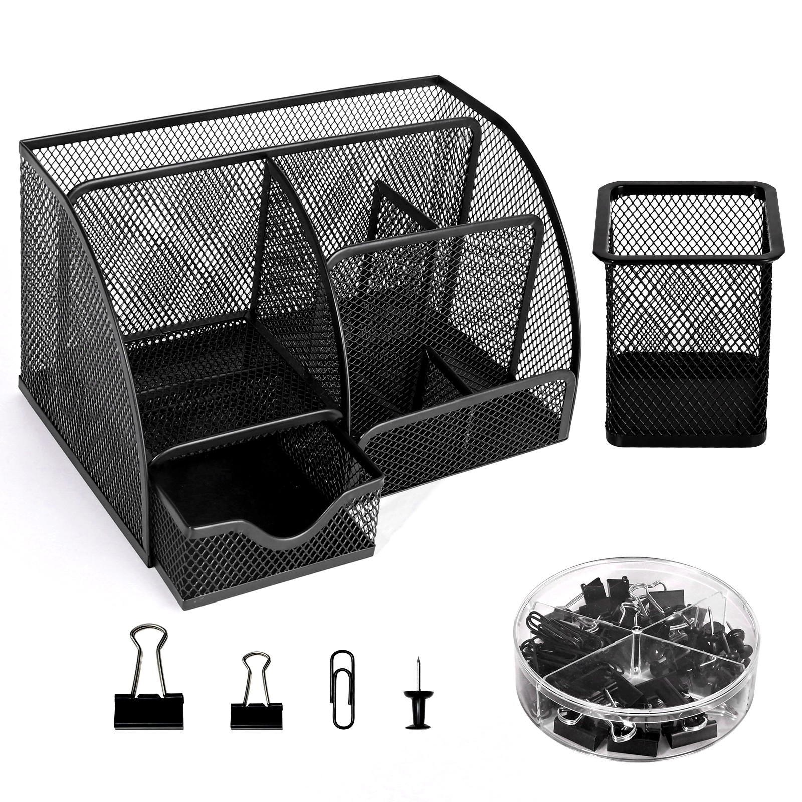 Mesh Desk Organizer with Drawer Pen Holder Stationery Set for Office School Home