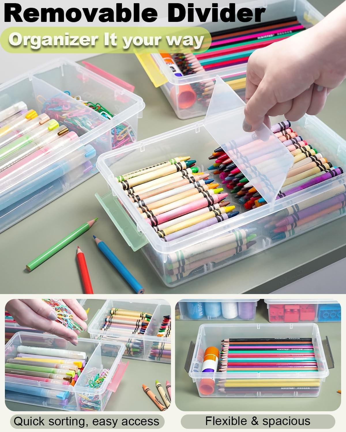 GEOPHIA 6 Pack Extra Large Pencil Box with Removable Divider, Thickened Penci…