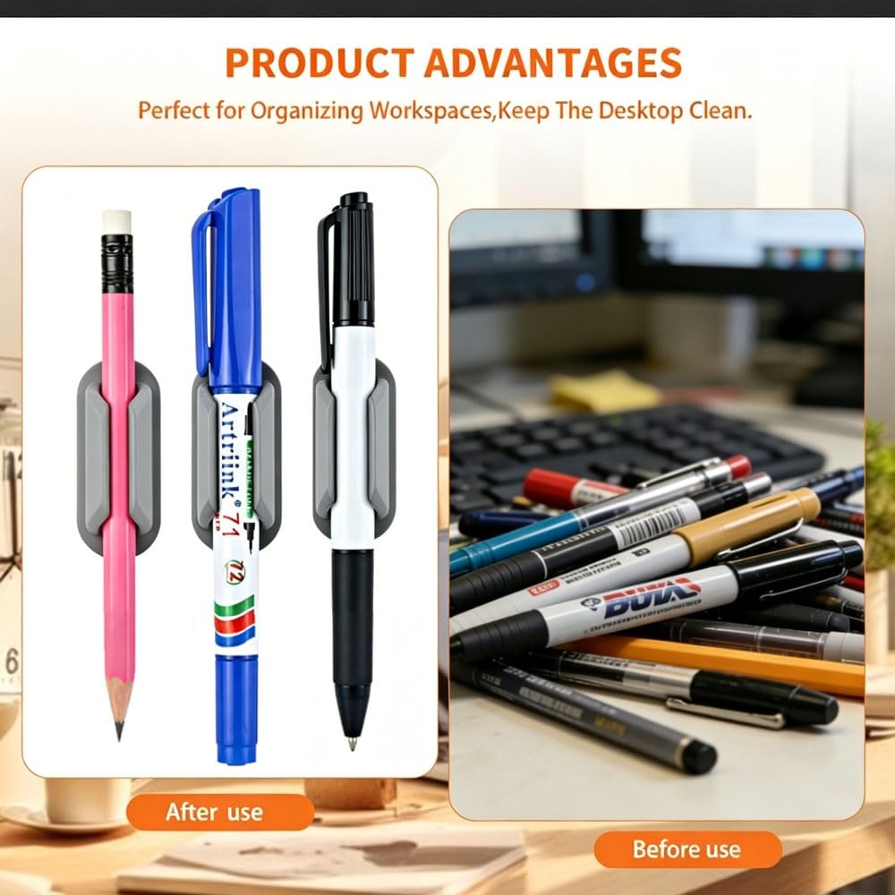 40 PCS Adhesive Pencil Holders for Desk, Silicone Pencil Holder with Upgraded…