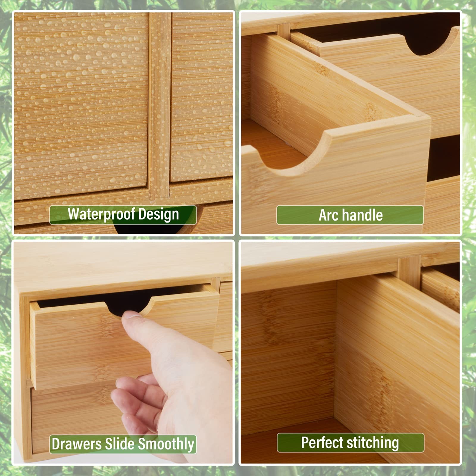 Charmewooden Bamboo Desk Organizer With 7.5″D x 13.4″W x 6.3″H, 3 Drawers