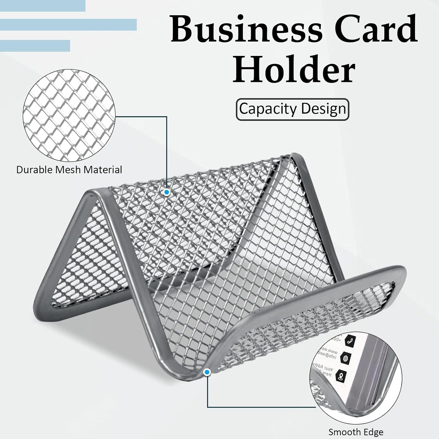 6 Pack Business Card Holder Desk Sturdy Metal Mesh Desk Organizer Office Name Ca