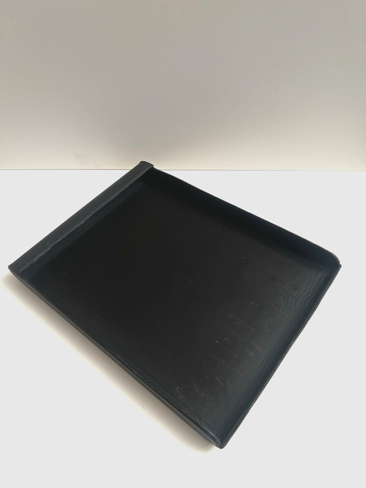Nienkamper Black Leather Wrapped Letter Desk Office Tray L@@k!