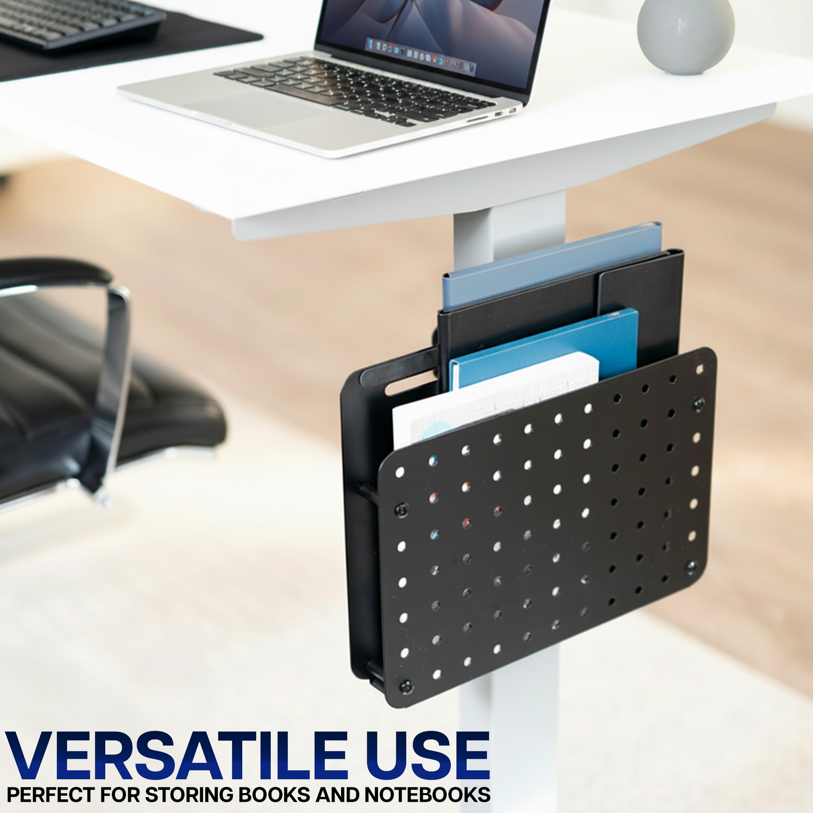 VIVO Steel Clamp-on Desk Leg Laptop Holder with Pegboard, Magnetic Tablet Sleeve