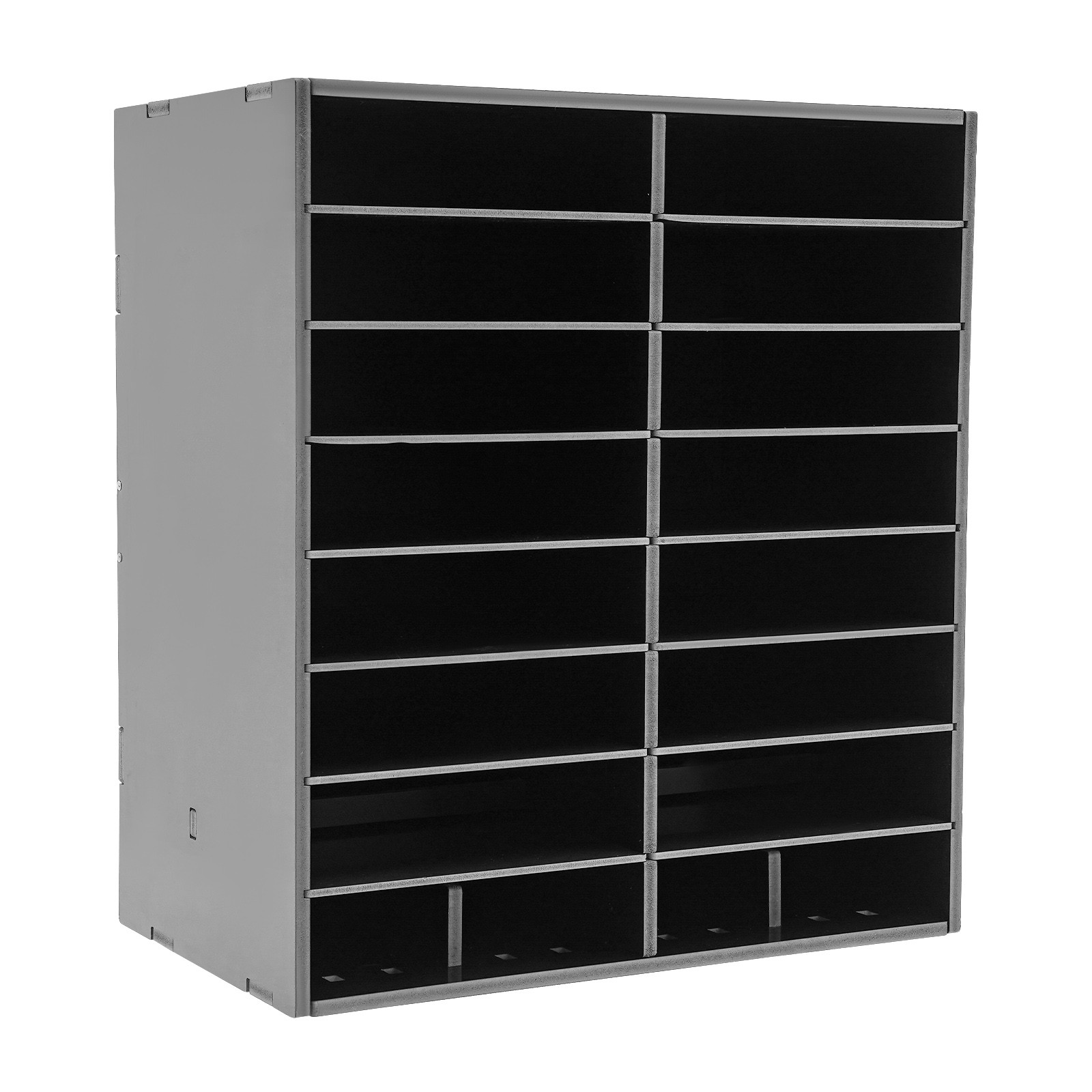 16-Slot Freestanding File Storage Holder Black PVC 50.5 × 30 × 56.7cm