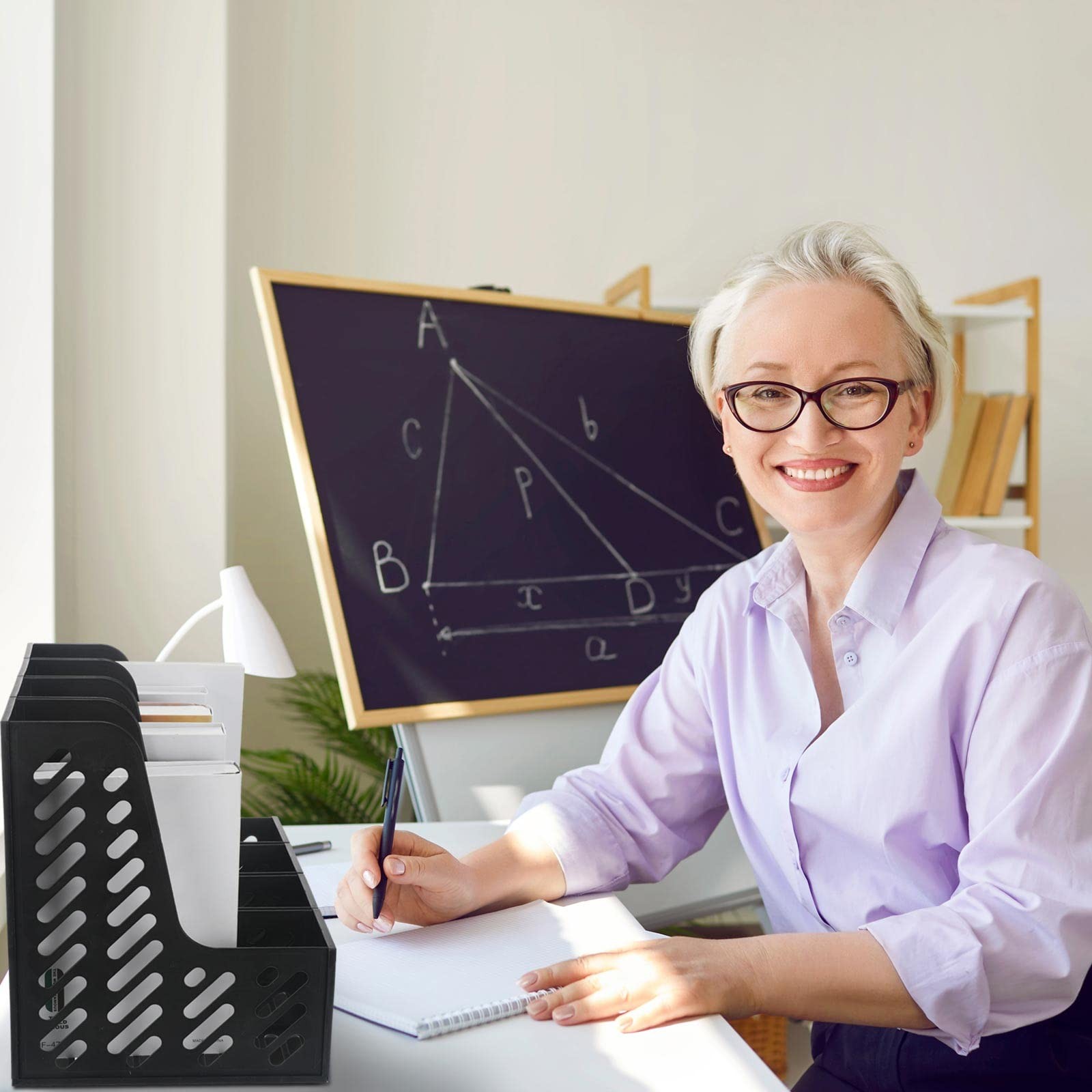 12 PCS Black Plastic Vertical File Holder Magazine Rack Desk Organizer