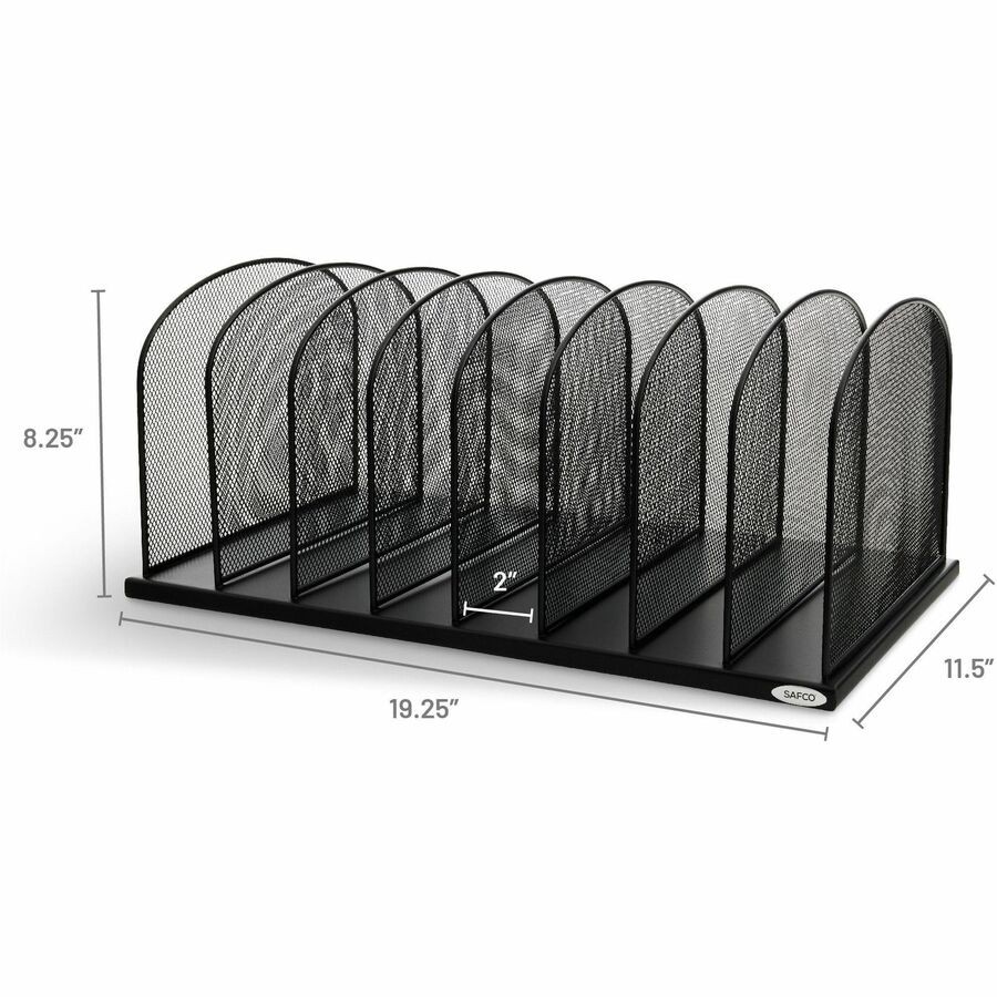 Safco 3253BL Mesh Desk Organizer Black 8 Compartments Steel