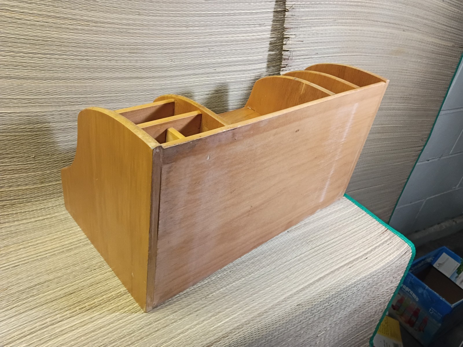 Vintage Wooden Desk Top Organizer With Drawer Solid Oakwood