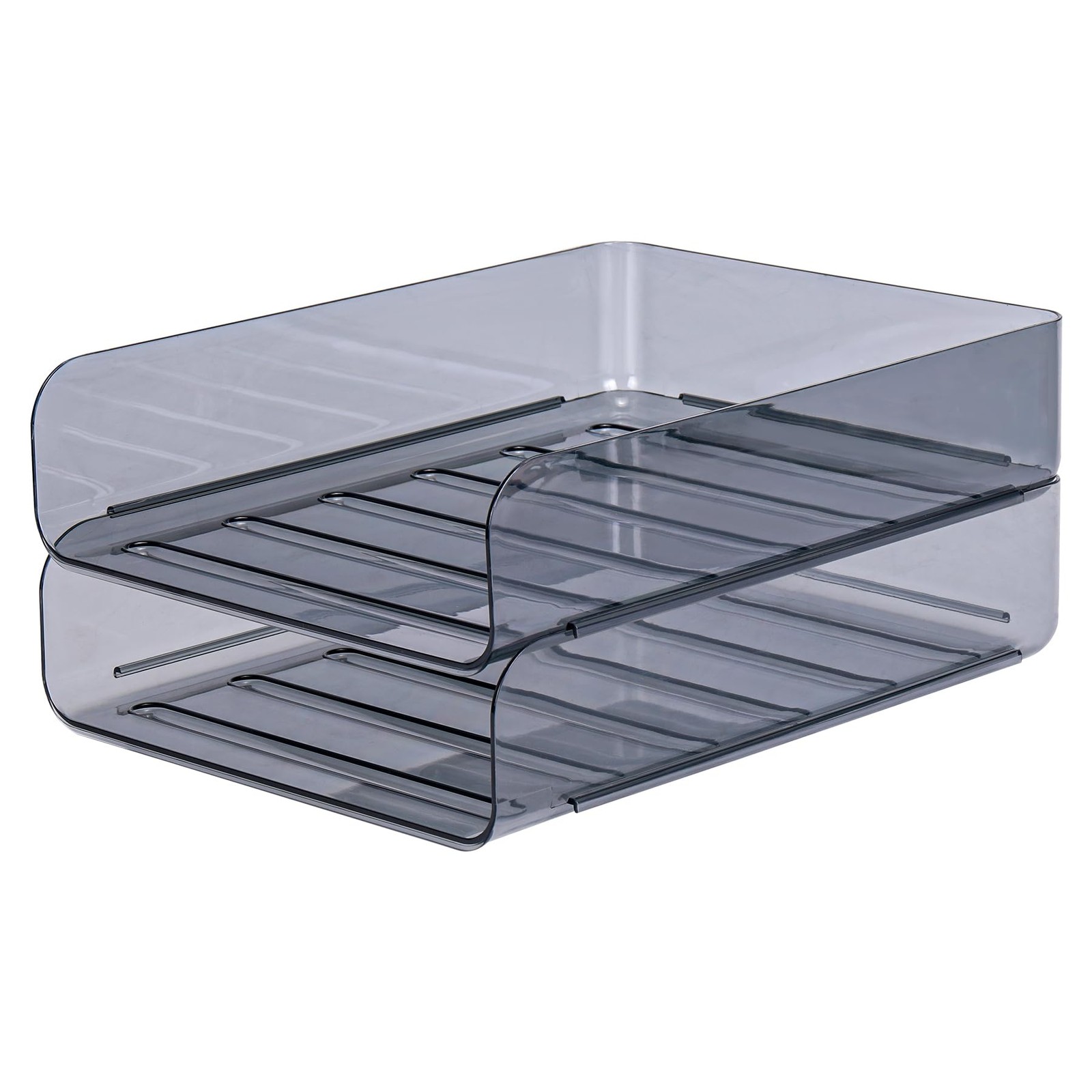 2 PCS Stackable Paper Tray Organizer Clear File Desk Storage Accessories Black