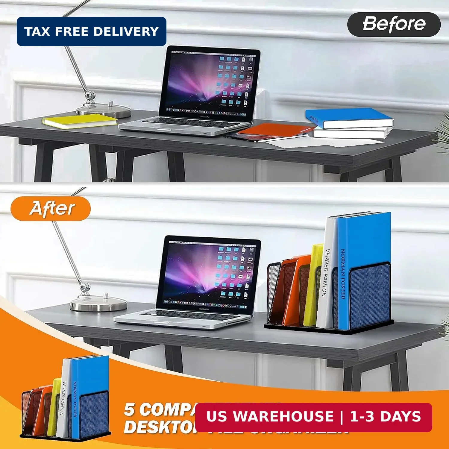 Kuntine.B Desk File Organizer Upright Mesh Desktop Organizer File Sorter Office