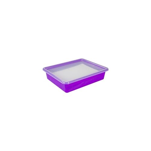 Storex Flat Storage Tray with Lid, Letter Size, 10 x 13 x 3 Inches, 5-Pack