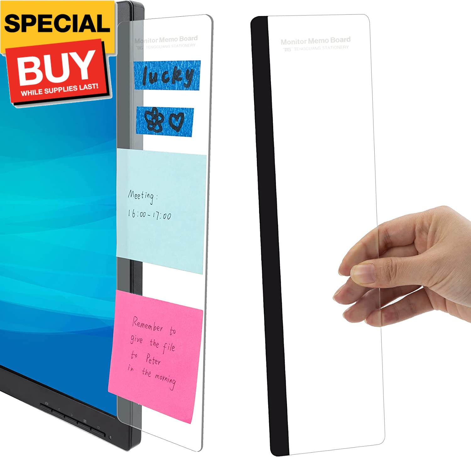 Office Desk Accessories 2pcs Computer Monitor Memo Board Message Board Supplies