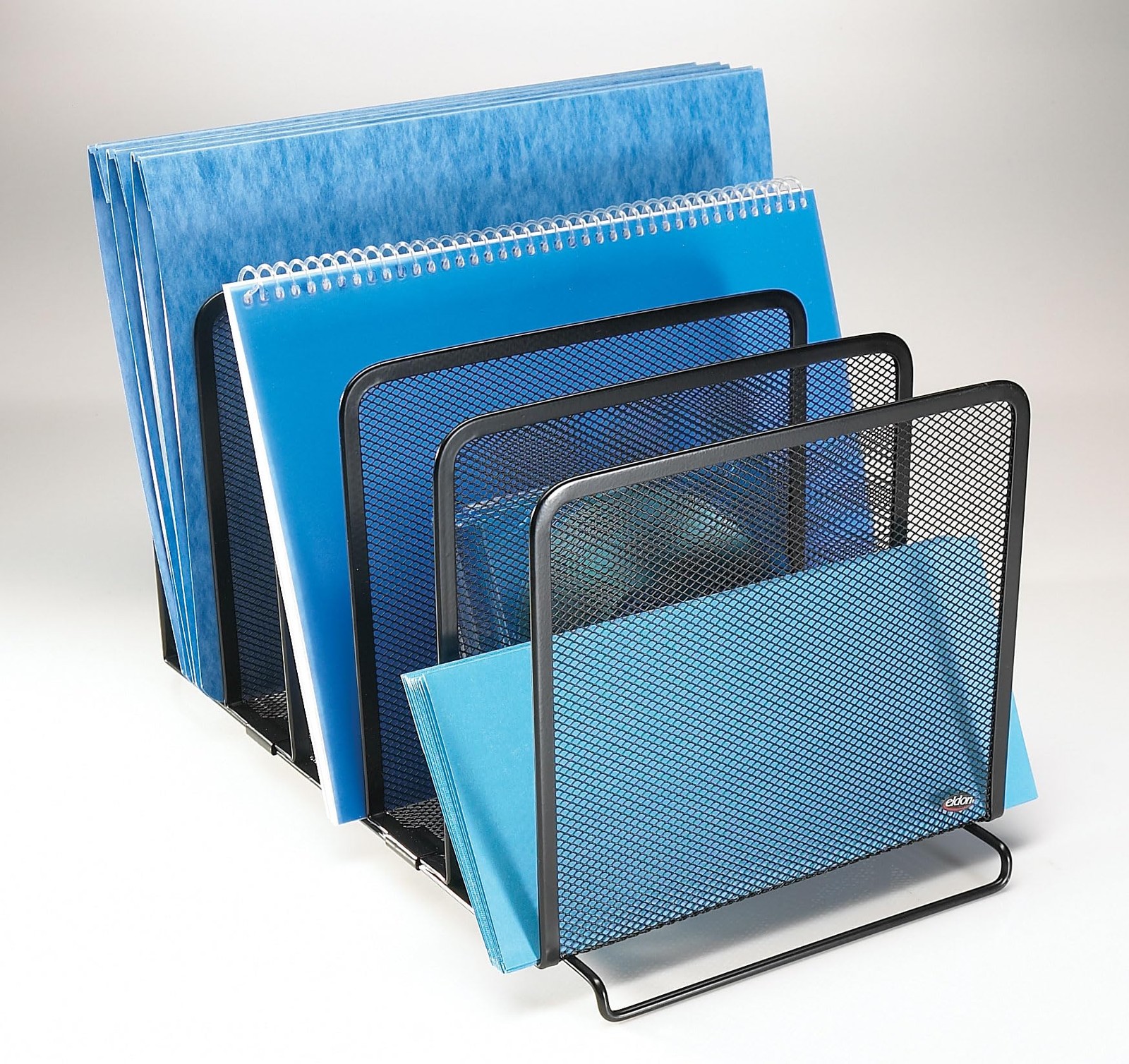 File Sorter Mesh Stackable Five Sorters Black 8.25×14.375×7.75 Inch Desk Rack