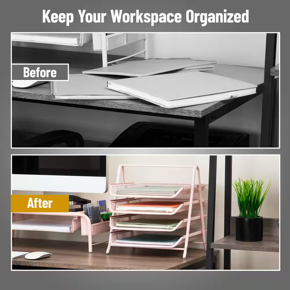 Network Collection, 4-Tier Paper Tray, File Storage, Desktop Organizer, Metal Me