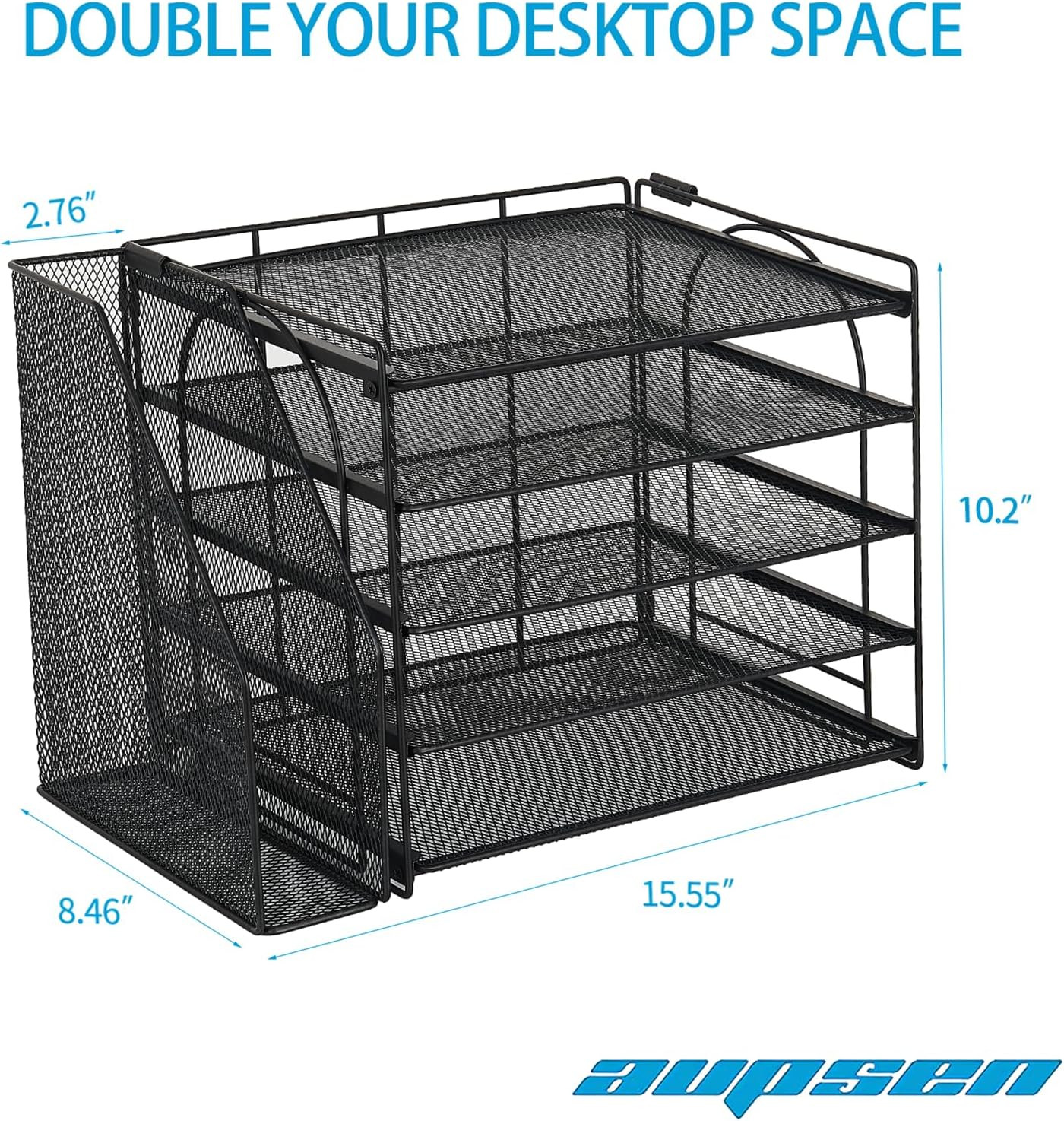 AUPSEN Desk Organizers and Accessories, 5-Tier Desktop Paper File Organizer with