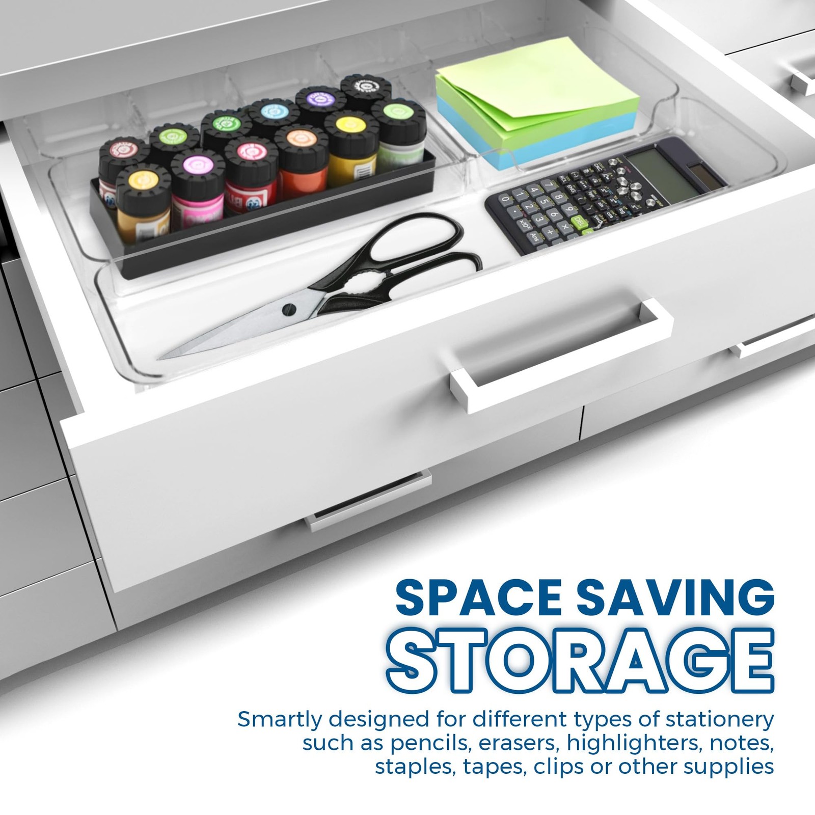 Manaloom Desk Drawer Organizer Tray with 9 Storage Compartments – For Clear