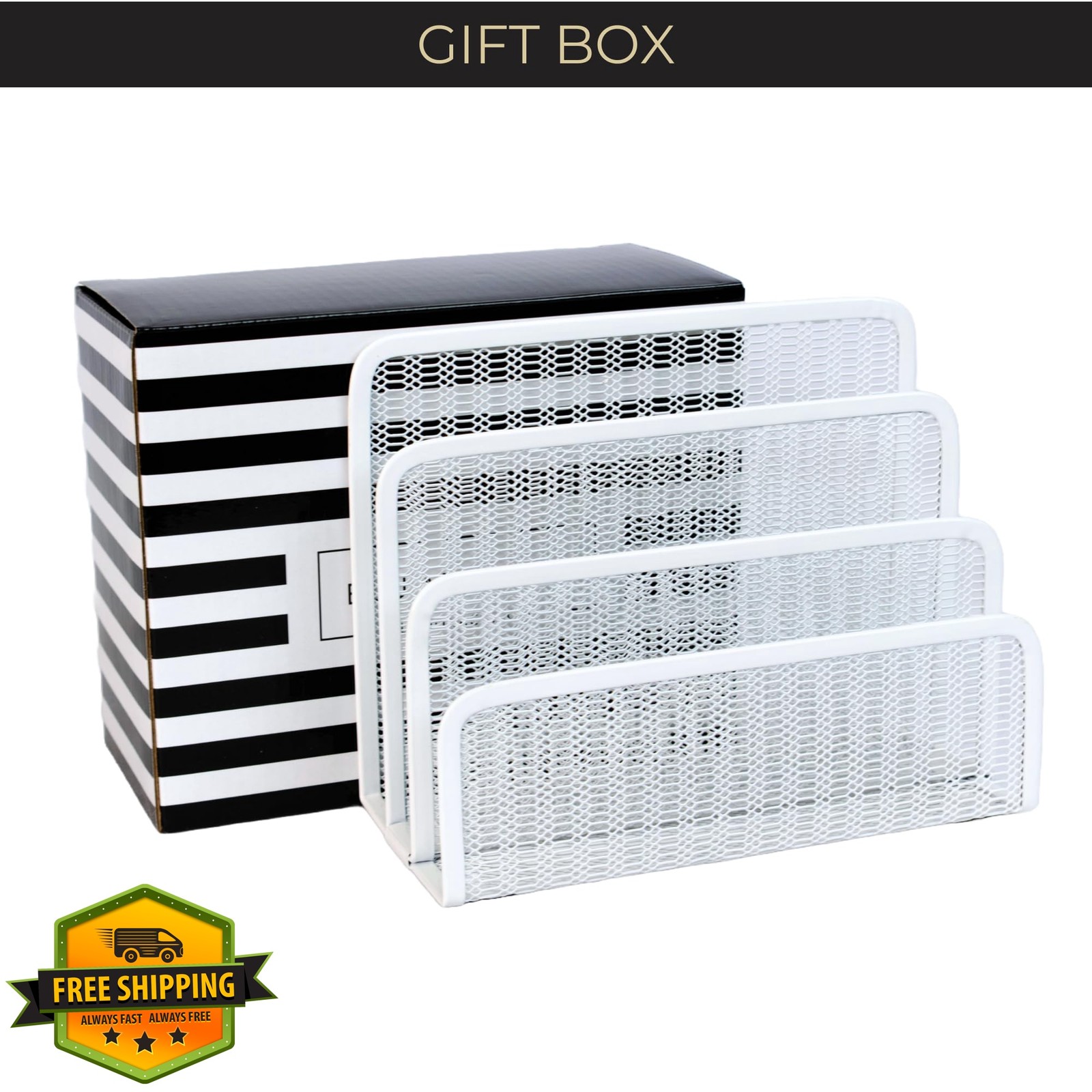 BLU MONACO White Metal Mesh Letter Sorter