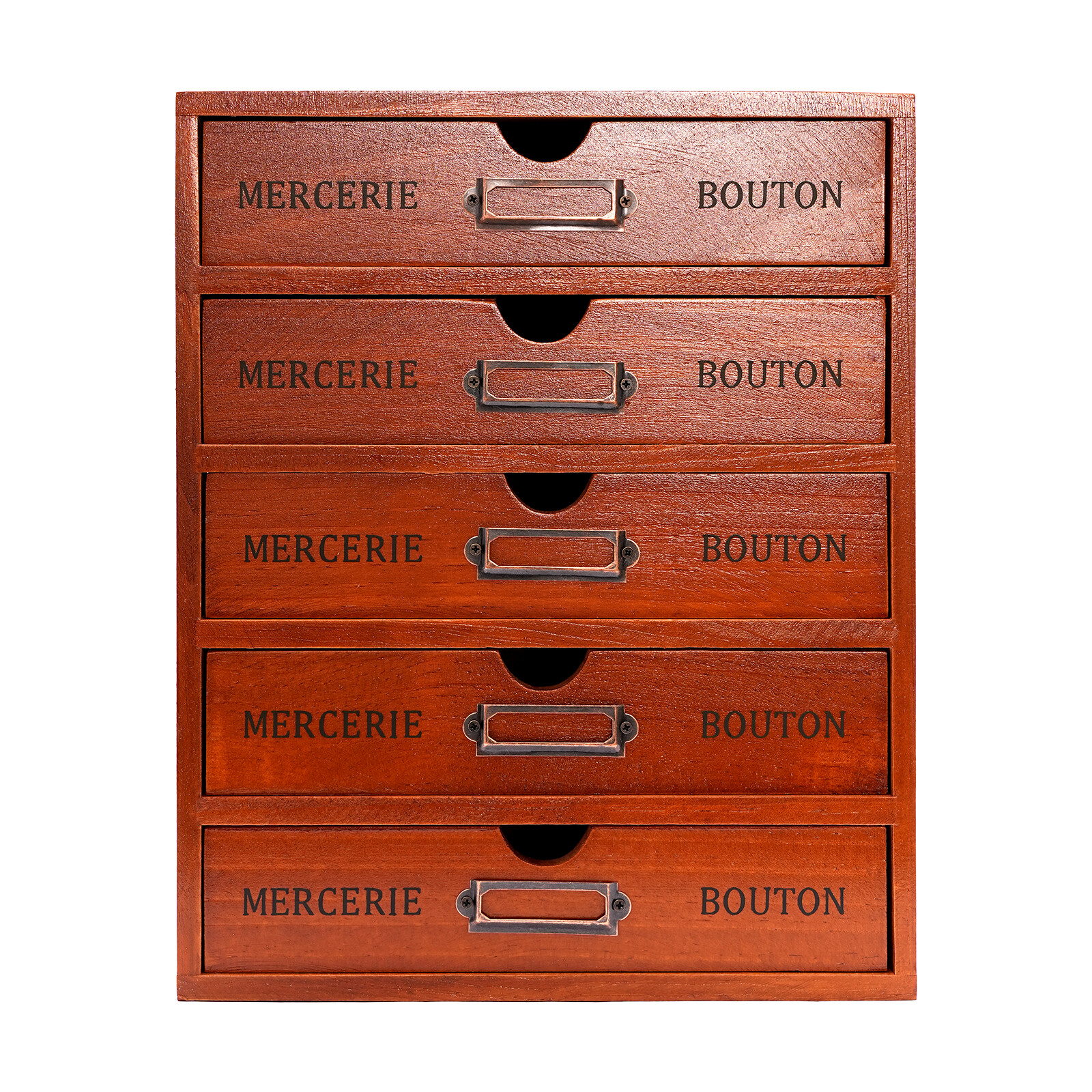 5-Drawer Brown Wooden Desk Organizer Storage Drawers Vintage Shelf Drawer