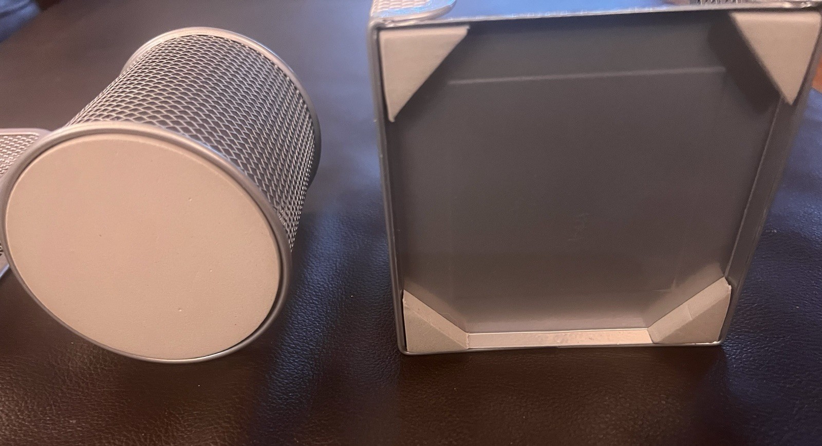 Desk Organizer Set, 4 piece, silver-gray Mesh and Black