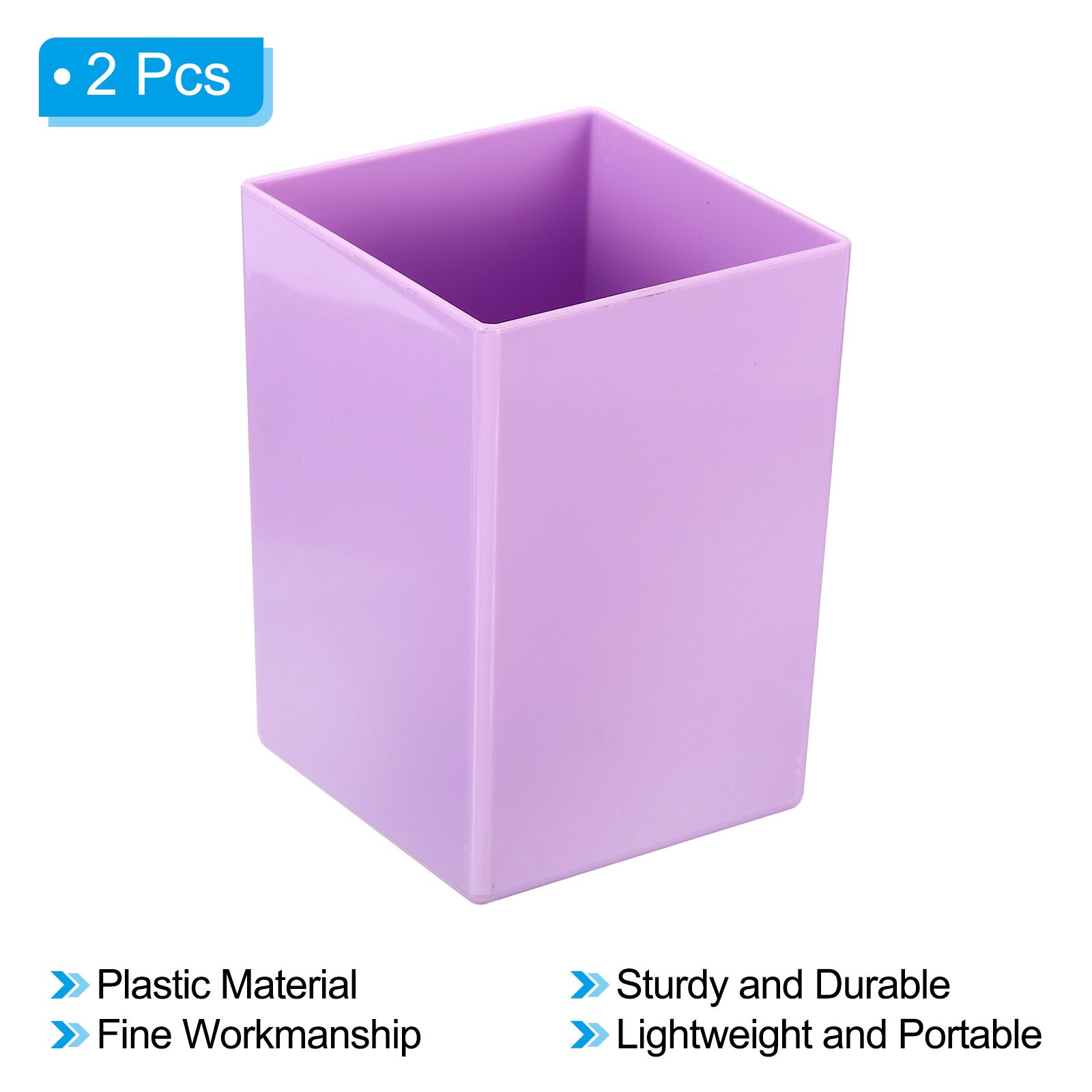 2pcs Pencil Holder, Plastic Makeup Brush Holder Square Desktop Organizer, Purple