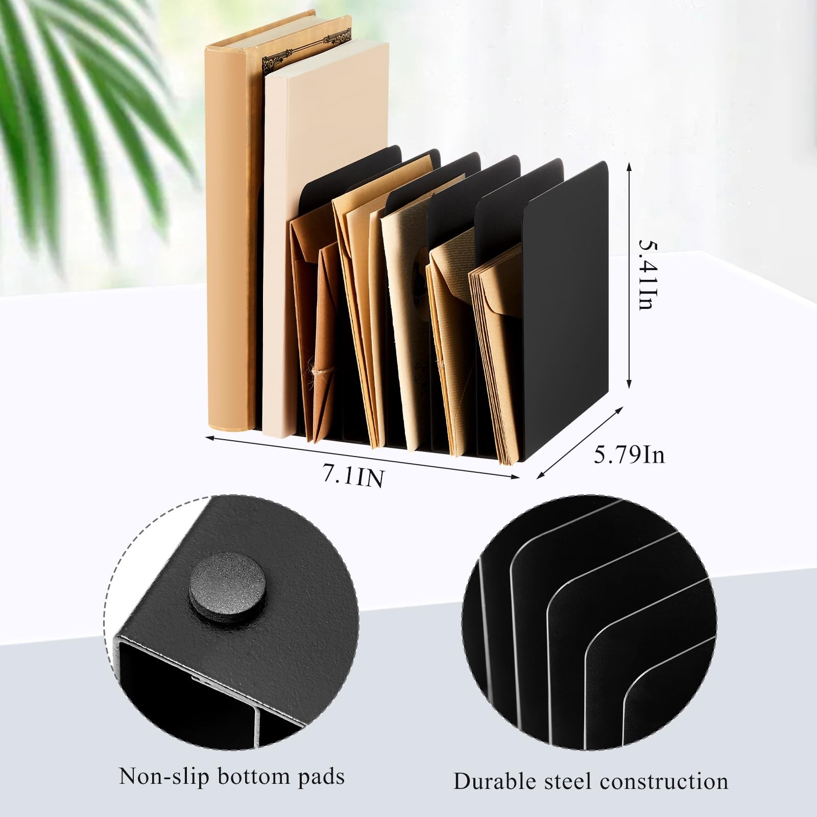 Suzile 2 Pcs Vertical Metal Desk File 7.09 x 5.79 x 5.41 inches, Black