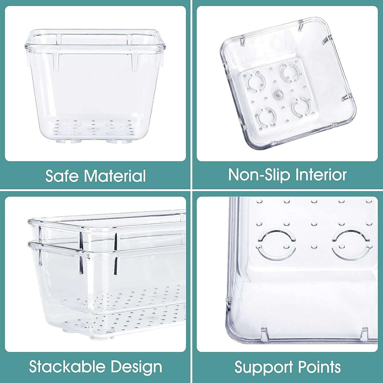 25 PCS Clear Plastic Drawer Organizer Set, 4 Sizes Desk Drawer Divider Organizer