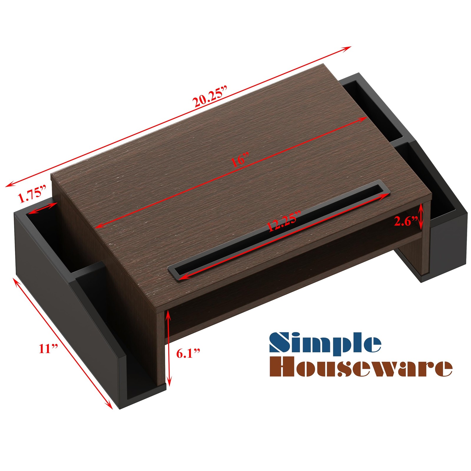 Simple Houseware Desk Monitor Stand Riser w/ Adjustable Organizer Tray Espresso