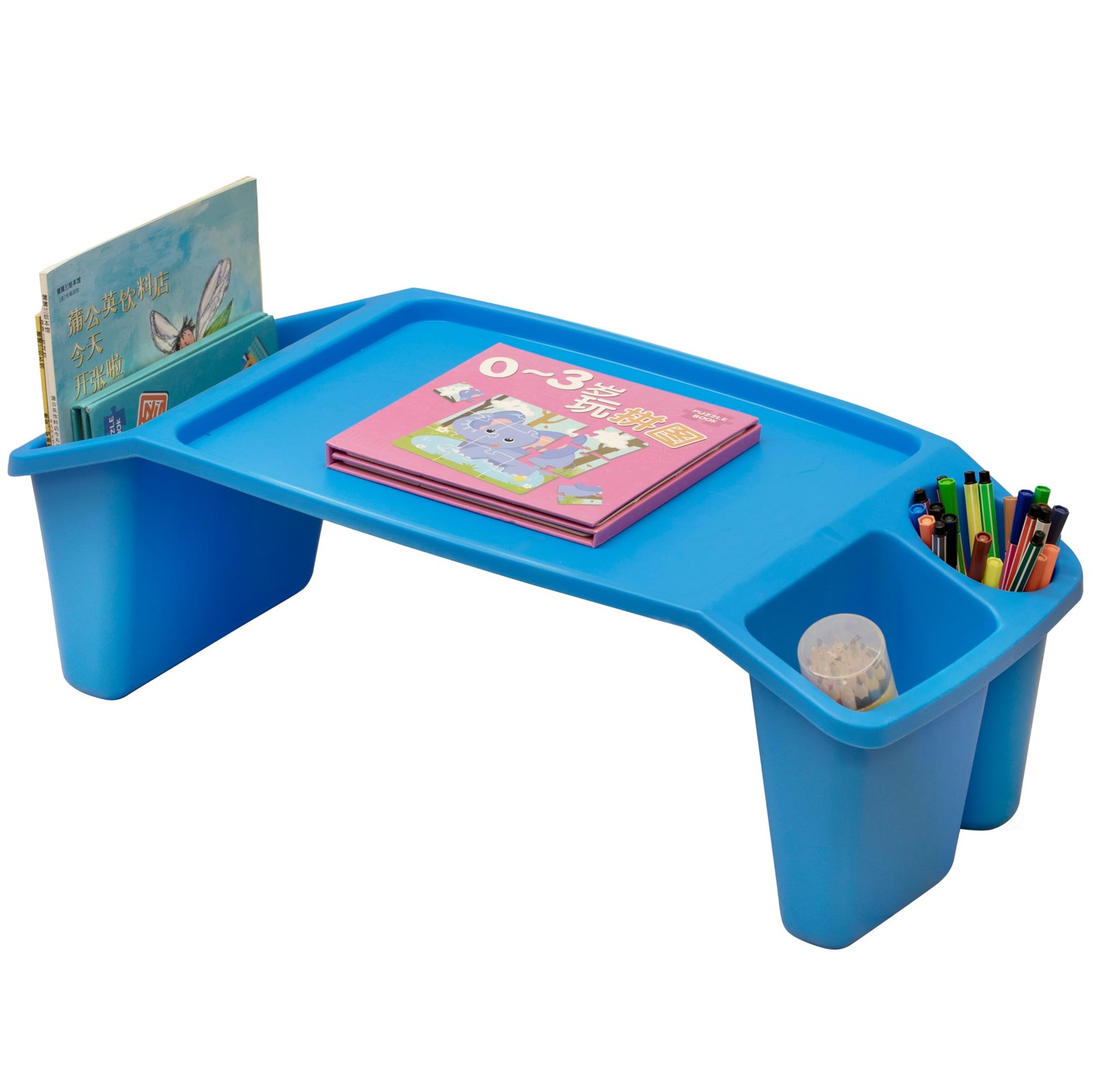 Basicwise Activity Desk Table Built-In Cup Compartments Multipurpose Lap Tray