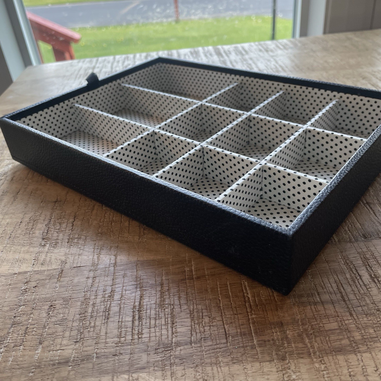 Nicole Miller Tray 10 X 7.5 Black And White Polka Dots