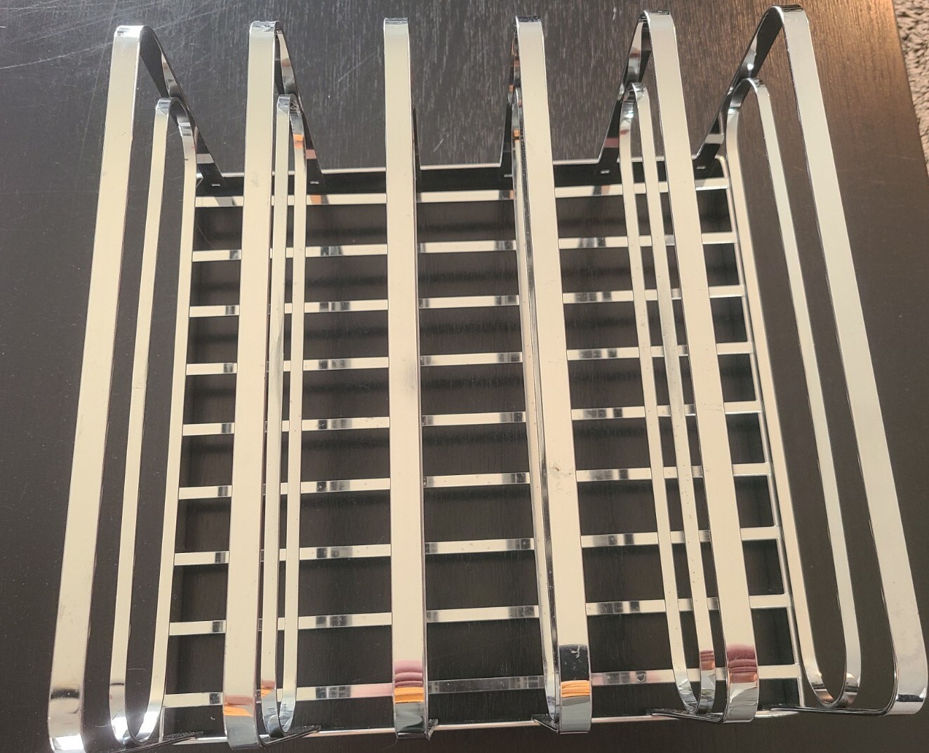Contemporary Silver/Chrome Desk Organizer 5 Slot