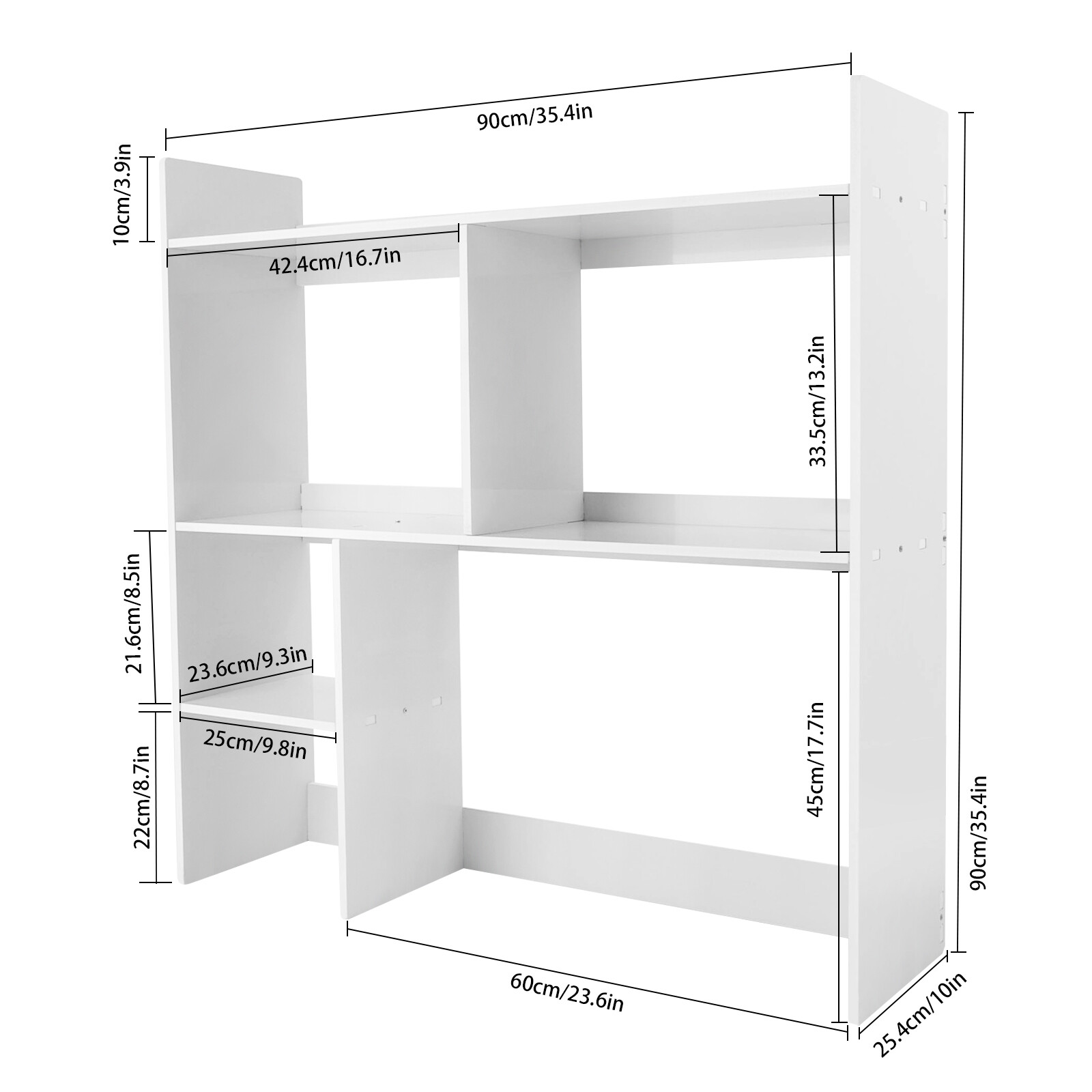 Rectangular Multi 5 Grid Desktop Shelf PVC Board Storage Organizer Office & Home