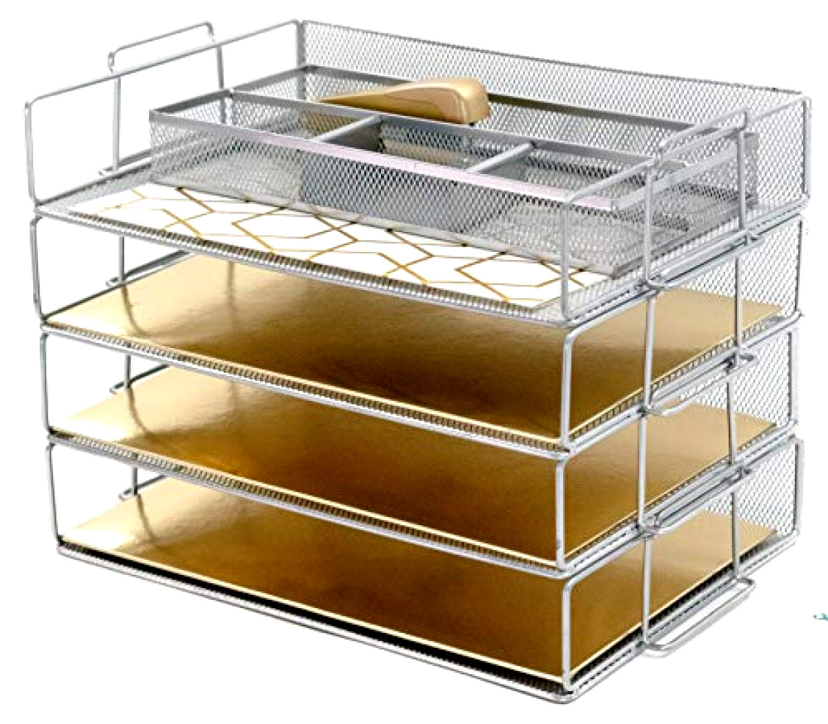 Office Home Desk Organizer Paper Letter Pen Tray Metal Mesh File Holder Storage