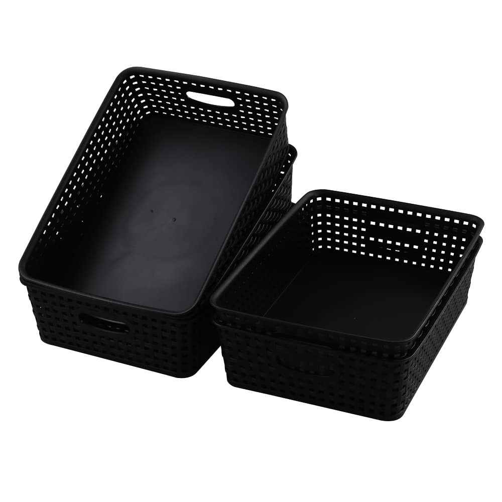 5 PCS Black Plastic Office A4 Basket Tray Desk Storage Organizer Holders