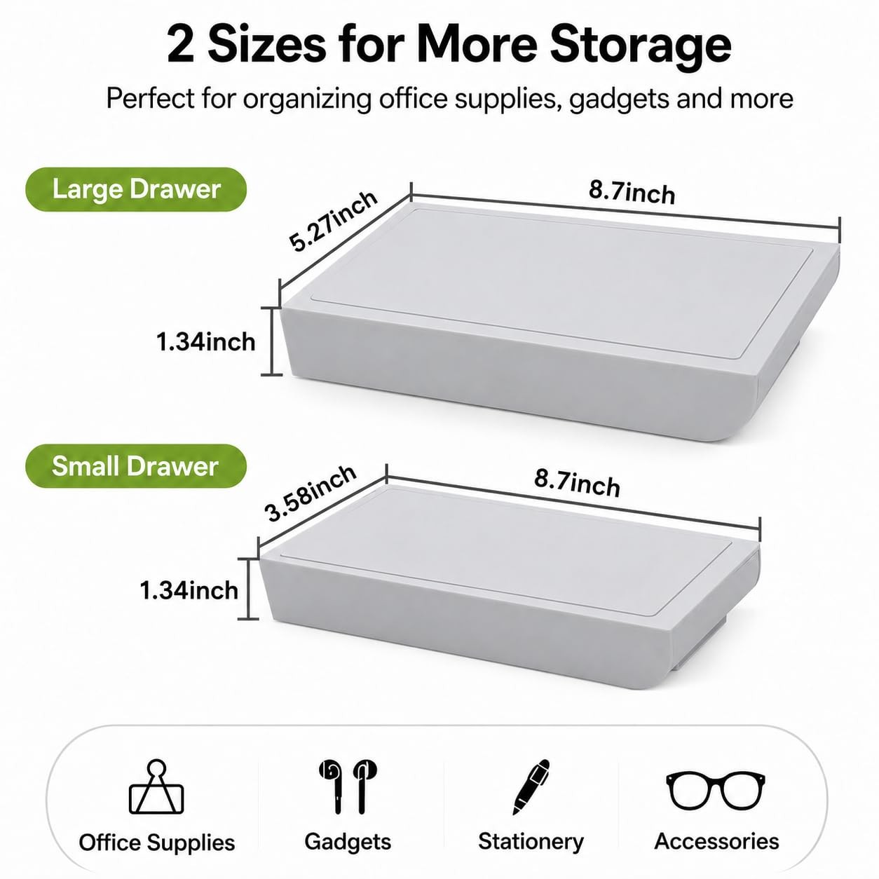 Desk Drawer Attachment, 2 Pack Pencil Organizer, Hidden Desk Organizer, Under…