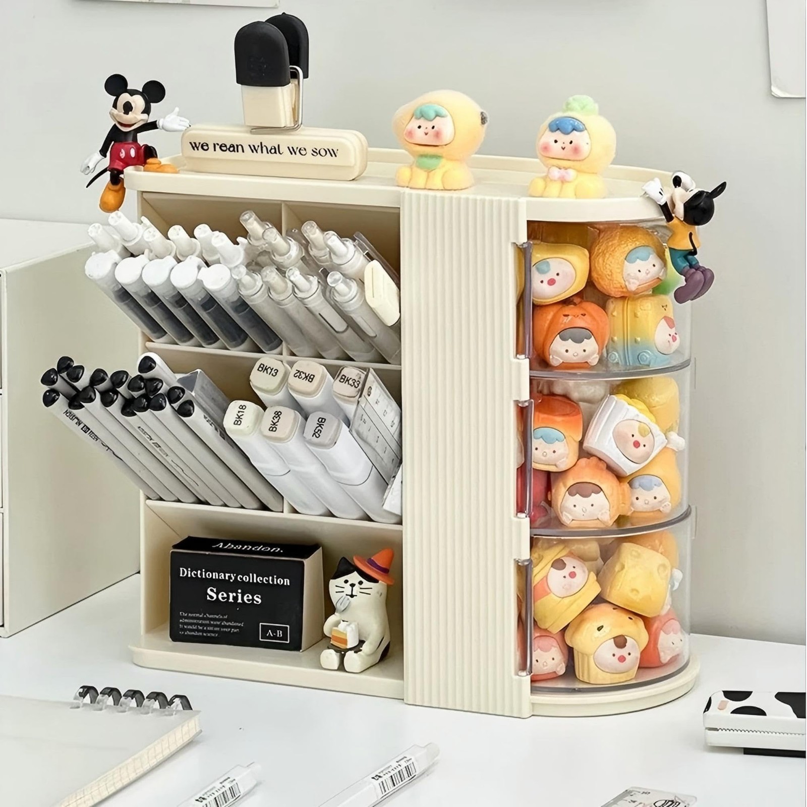 Desk Organizer with 3 Rotatable Drawer, Multi-Functional Pencil Pen Holder fo…