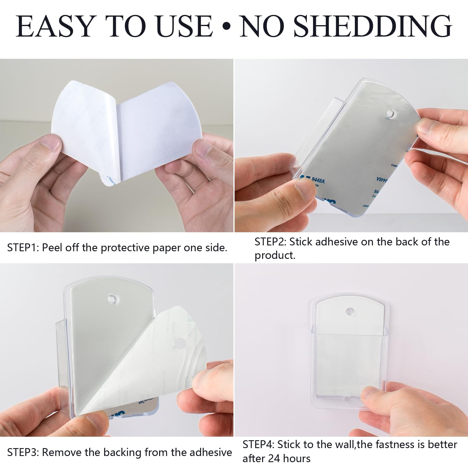 Clear Wall Mount Remote Control TV Controller Pen Holder Self Adhesive 2 PCS
