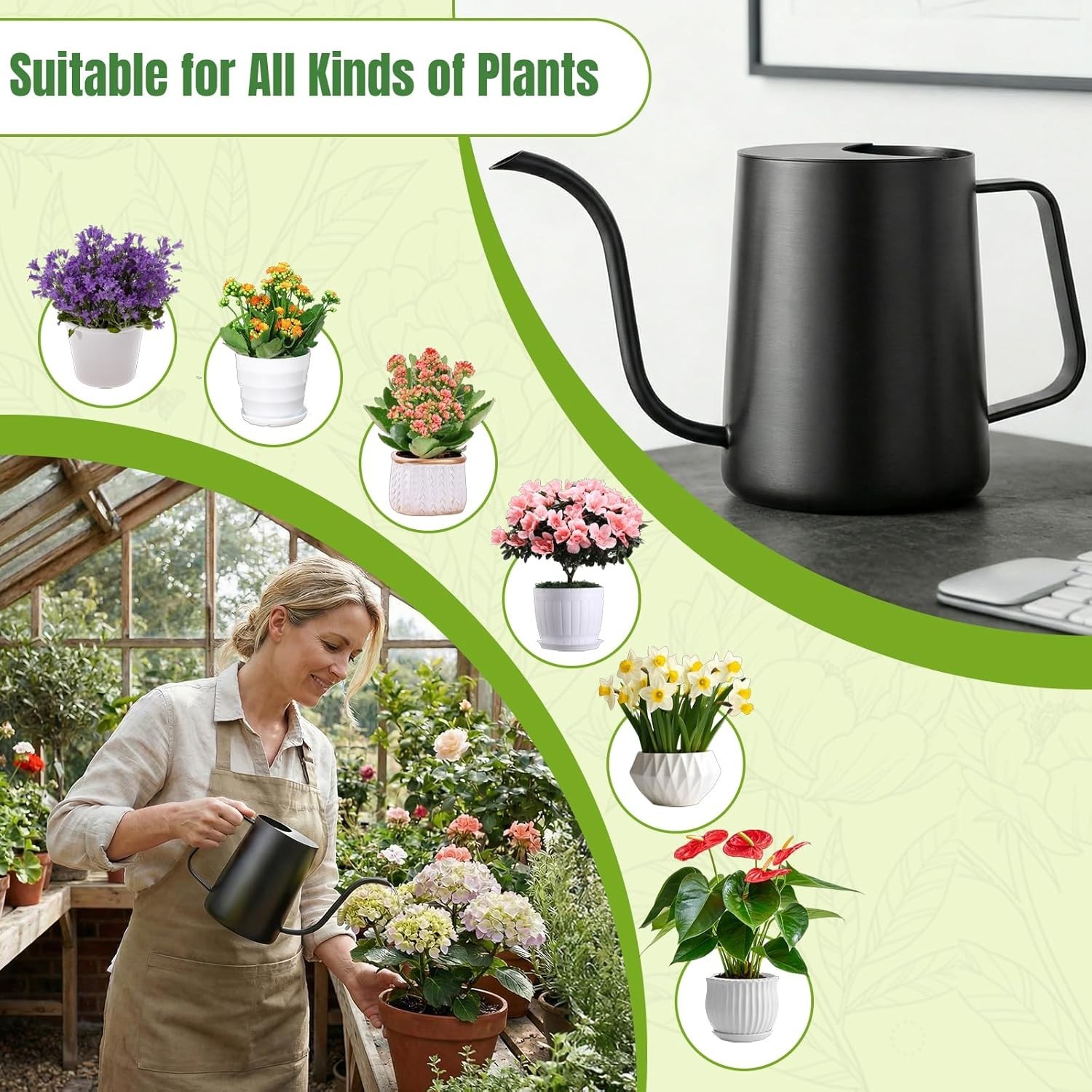 34oz/1000ml Watering Can Indoor Plants W/ Long Spout Plant Watering Can