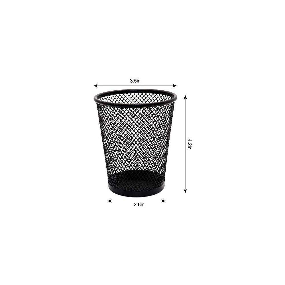 4 Pack Metal Mesh Pen Holders Black round Office Desk Pencil Organizer Cup Wire