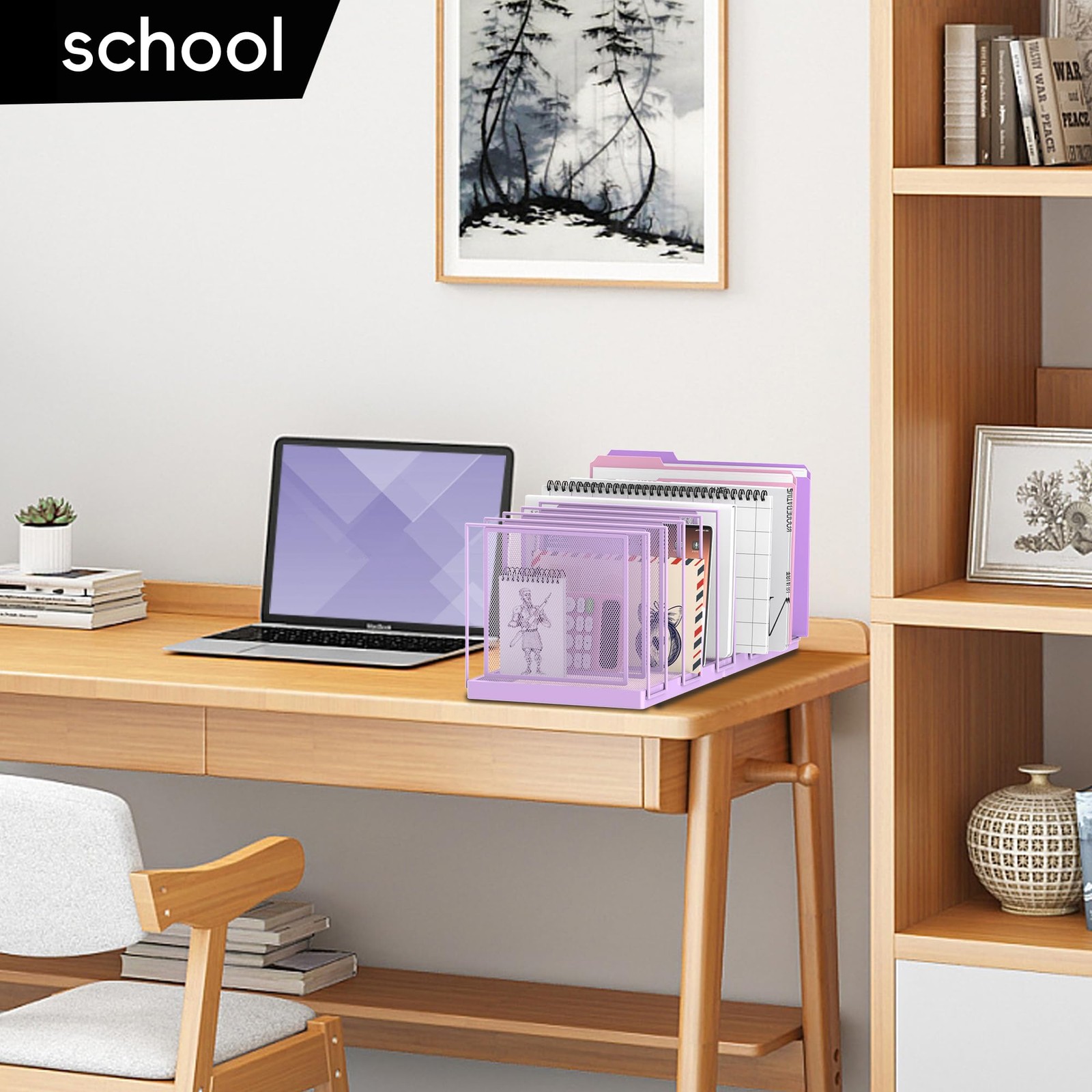 9-Section Desk File Organizer, Vertical File Holder, Mesh Desktop File Folder…