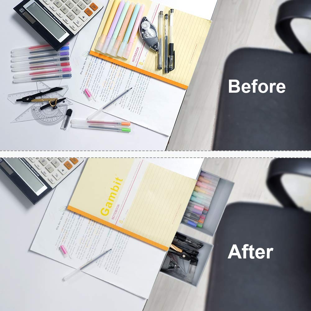Desk Drawer Attachment, 2 Pack Pencil Organizer, Desk Organizer, Under Desk O…