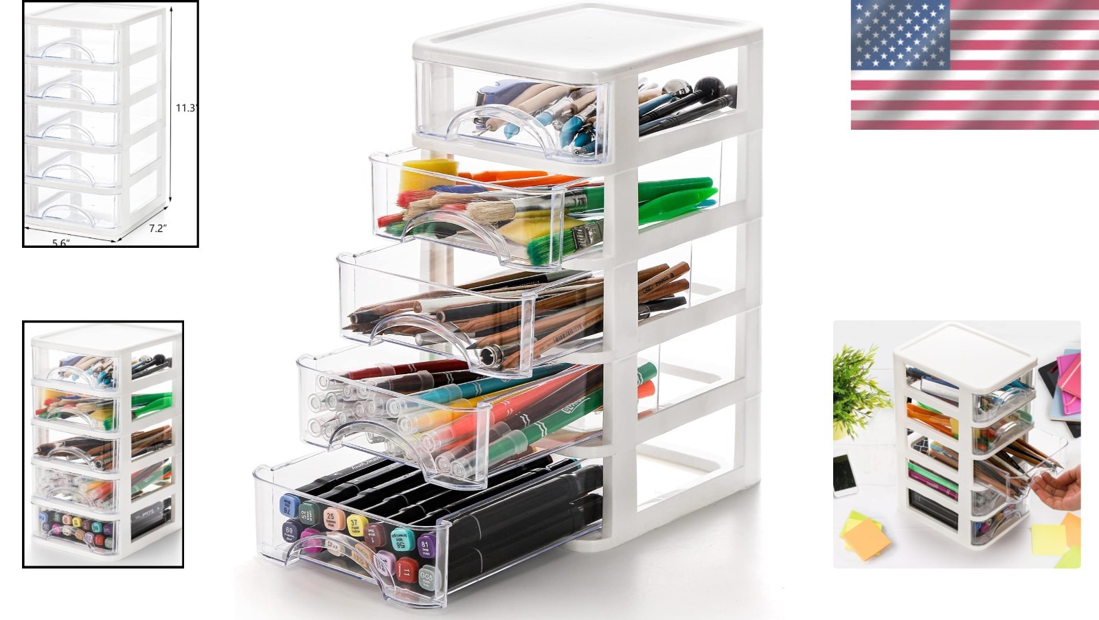 Modular 5-Drawer Clear Storage Unit for Desk – Ideal for Organized Workspaces